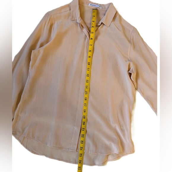 NEW Everlane 100% Silk Hidden-Button Peachy Tan Long-Sleeved Career Blouse, S - Picture 15 of 16